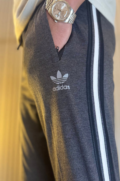 Adidas Gray Regular Fit Trouser with 3 stripes