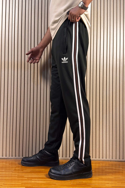 Adidas Dark Green Terry Cotton Trouser - With 3 stripes
