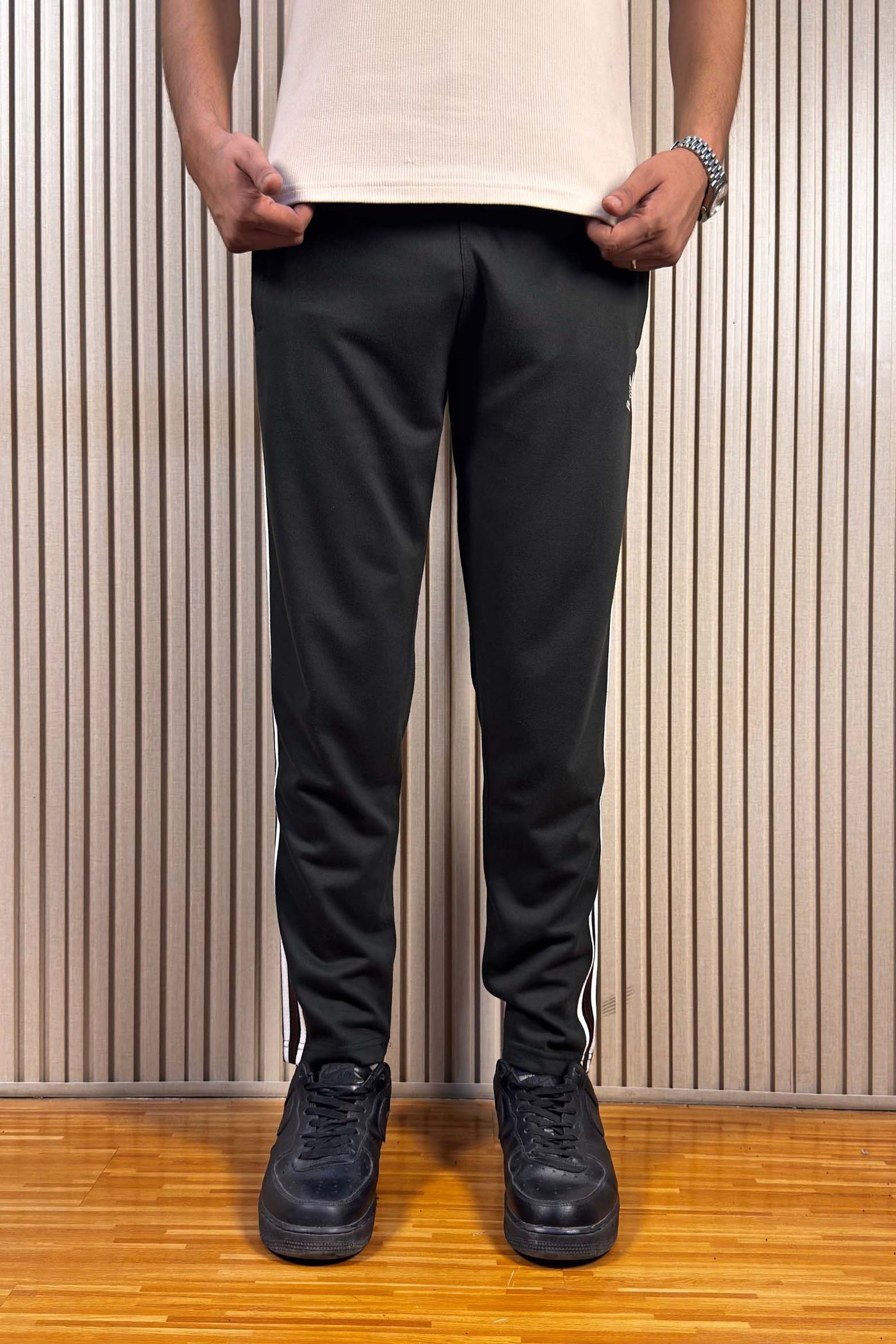 Adidas Dark Green Terry Cotton Trouser - With 3 stripes