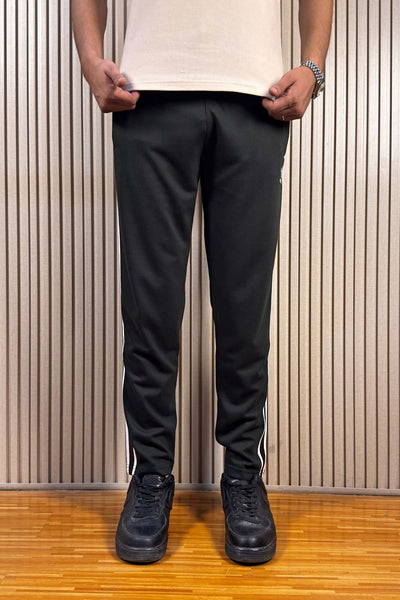 Adidas Dark Green Terry Cotton Trouser - With 3 stripes