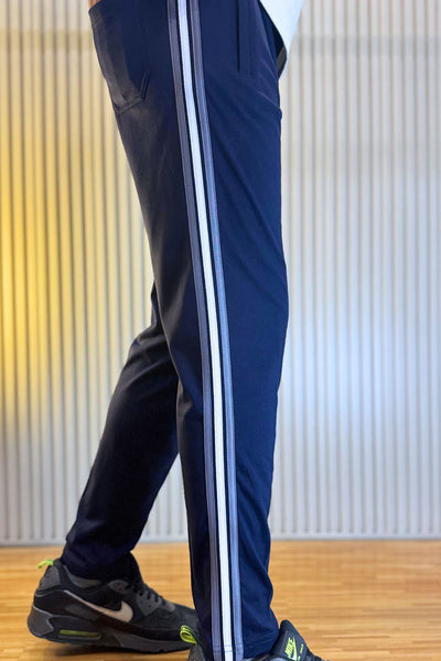 Adidas Navy Blue Regular Fit Trouser with 3 Stripes
