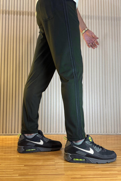 Nike Bottle Green Regular Fit Trouser With 2 Stripes