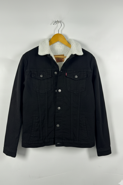 Levi's Black Denim Sherpa Trucker Jacket