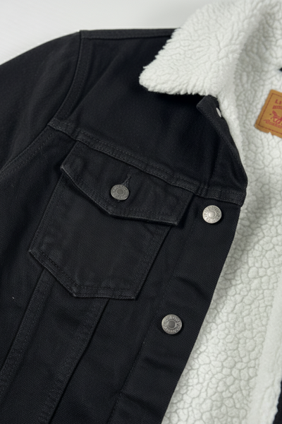 Levi's Black Denim Sherpa Trucker Jacket