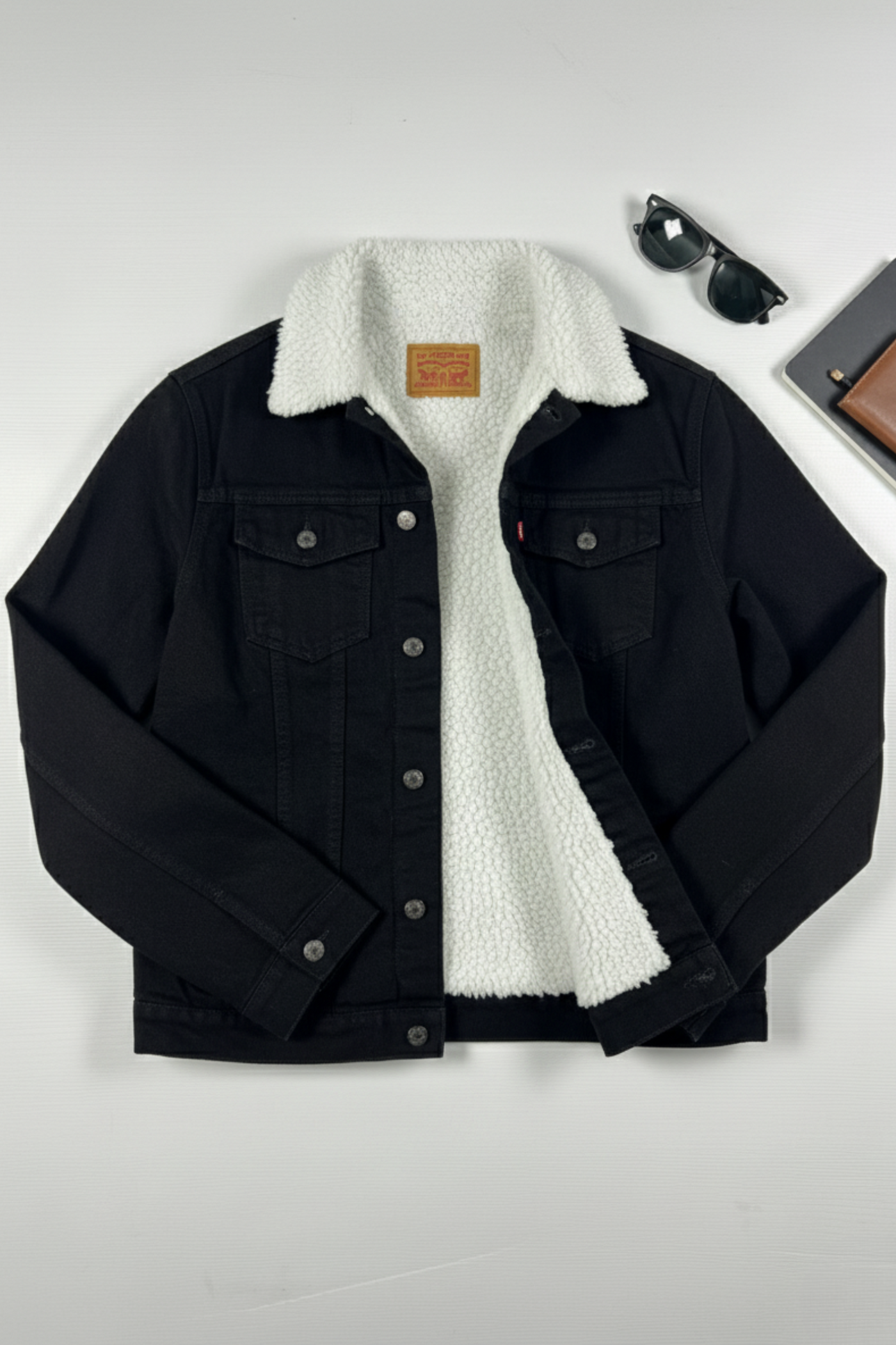 Levi's Black Denim Sherpa Trucker Jacket