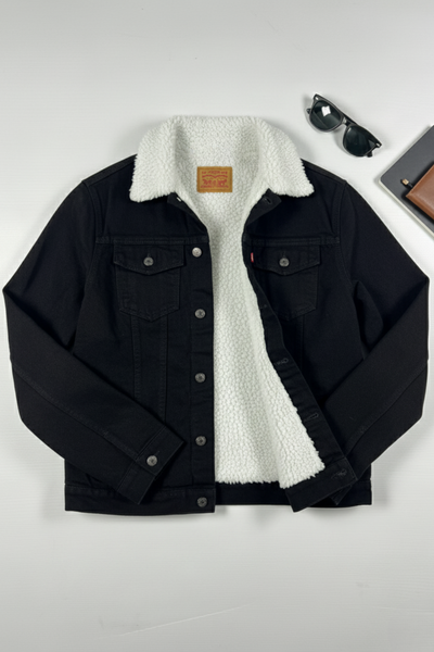 Levi's Black Denim Sherpa Trucker Jacket