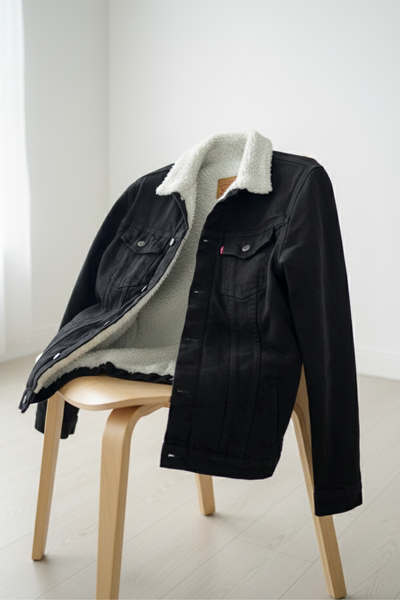 Levi's Black Denim Sherpa Trucker Jacket