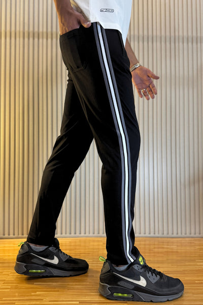Adidas Black Regular Fit Trouser With 3 Stripes