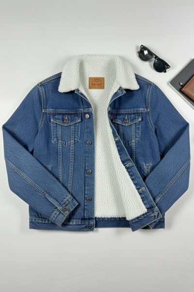 Levi's Blue Denim Sherpa Trucker Jacket