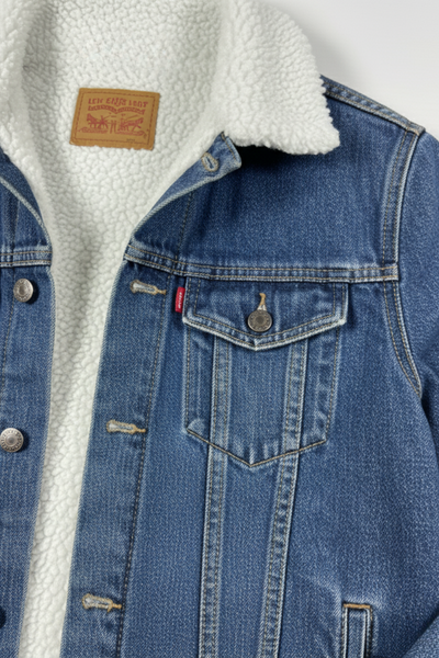 Levi's Blue Denim Sherpa Trucker Jacket