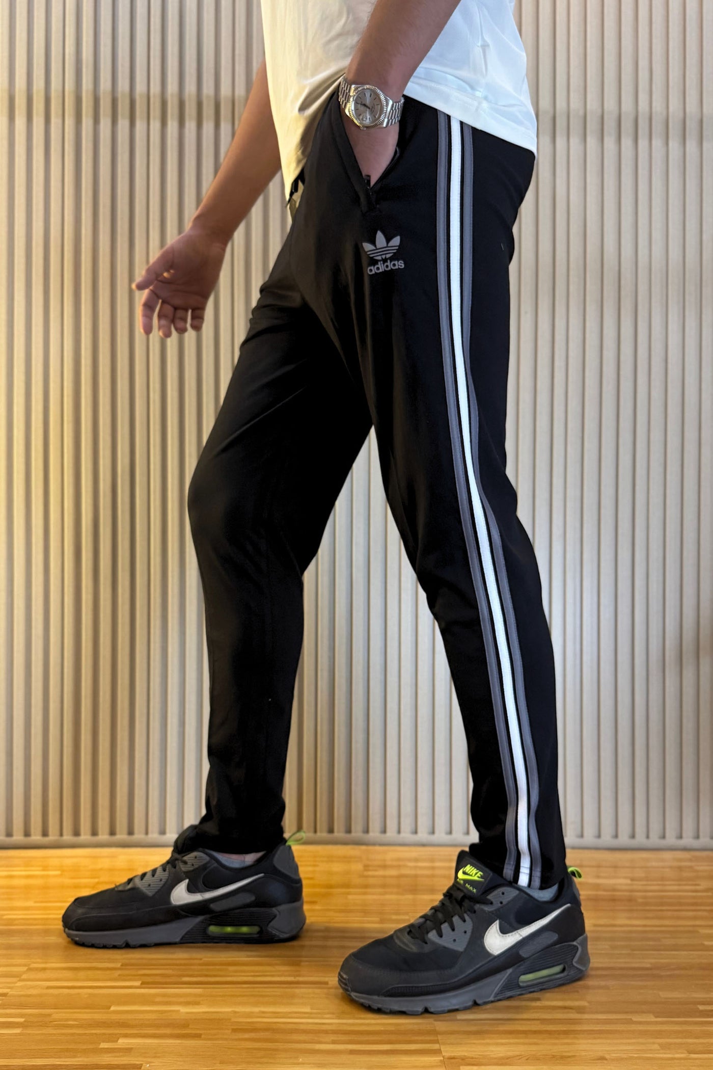 Adidas Black Regular Fit Trouser With 3 Stripes
