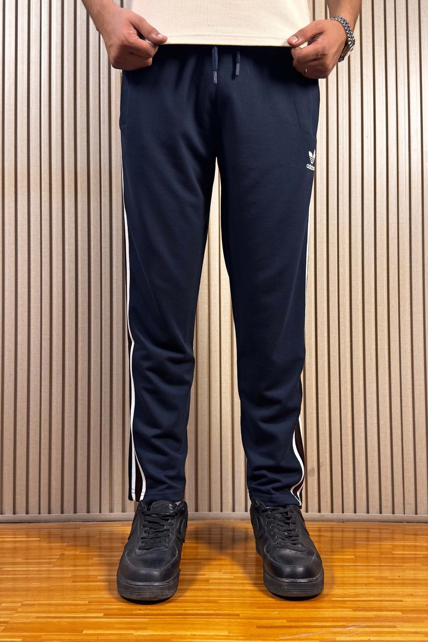 Adidas Midnight Blue Terry cotton Trouser with 3 Stripes