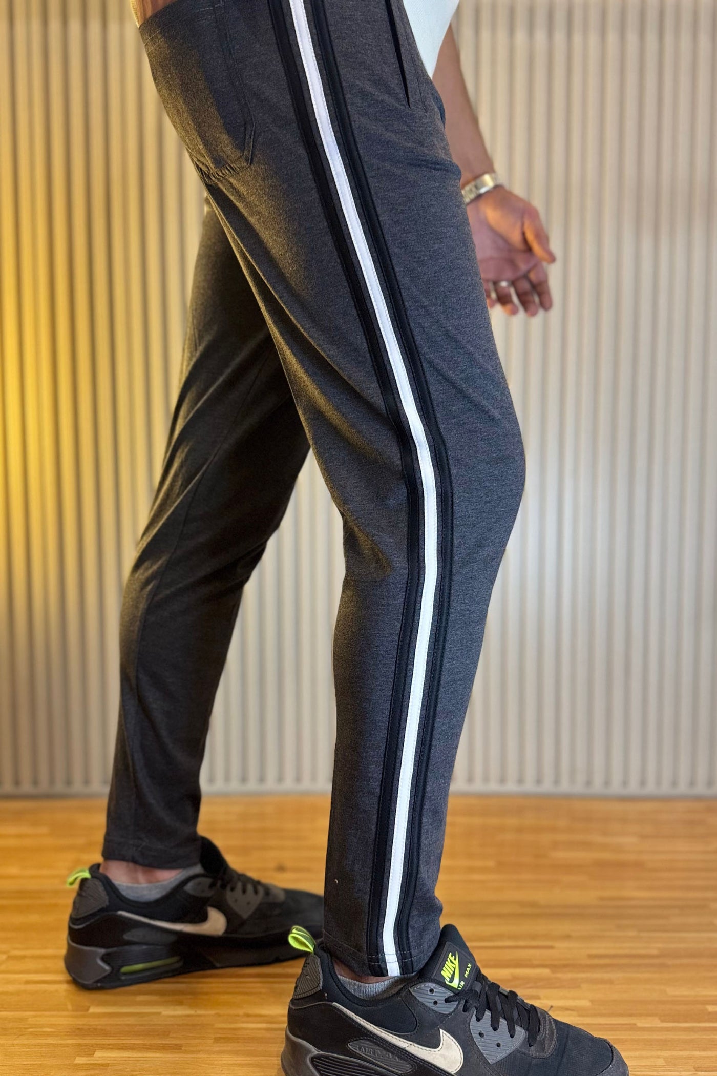 Adidas Gray Regular Fit Trouser with 3 stripes