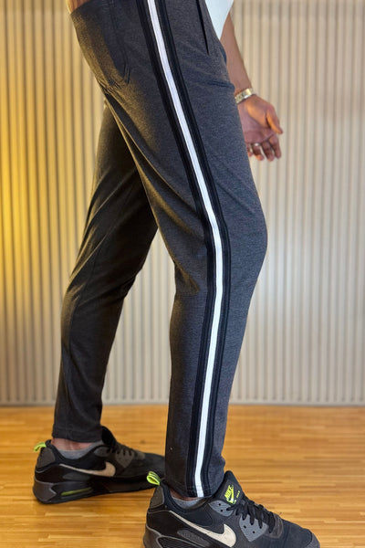 Adidas Gray Regular Fit Trouser with 3 stripes