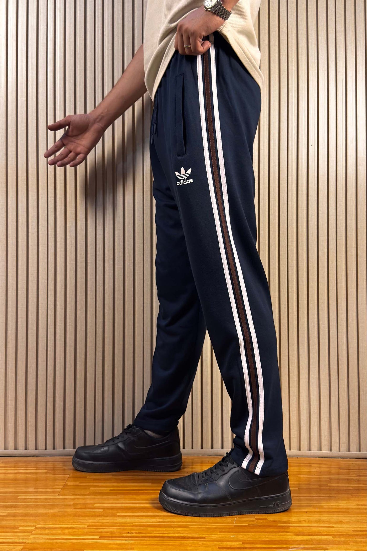 Adidas Midnight Blue Terry cotton Trouser with 3 Stripes