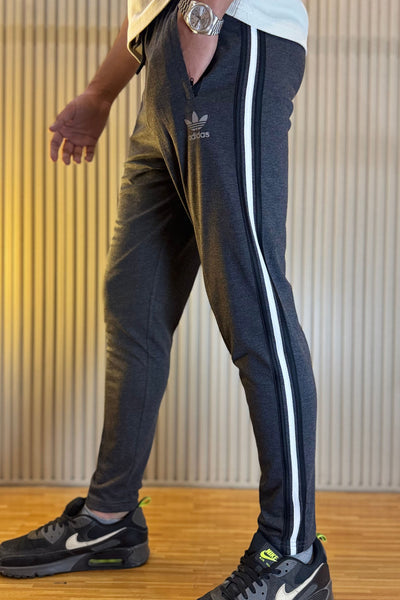 Adidas Gray Regular Fit Trouser with 3 stripes