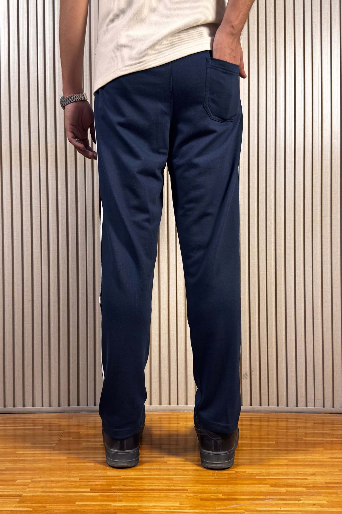 Adidas Midnight Blue Terry cotton Trouser with 3 Stripes