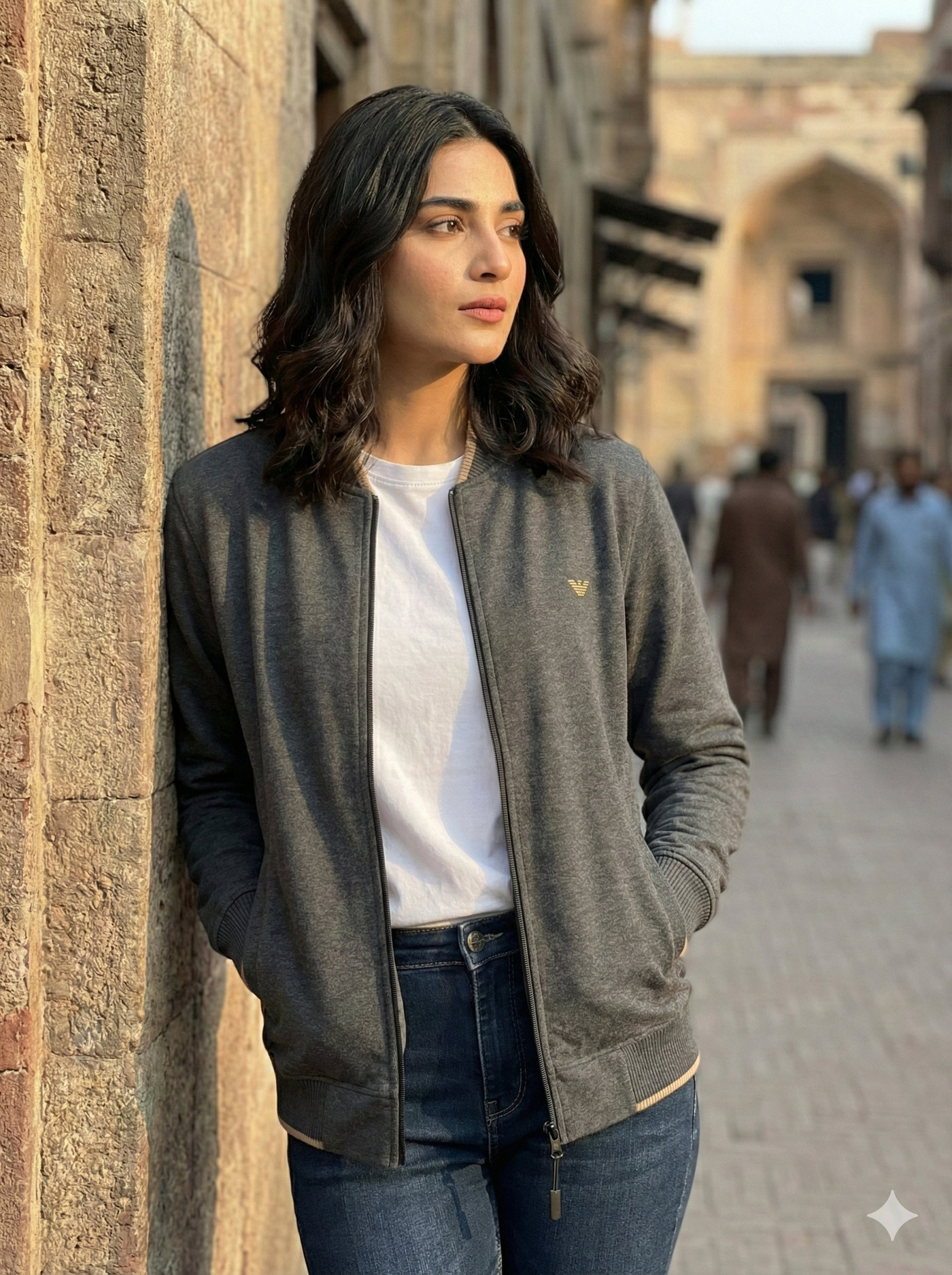 Armani Cotton Fleece Bomber Jacket - Dark Gray