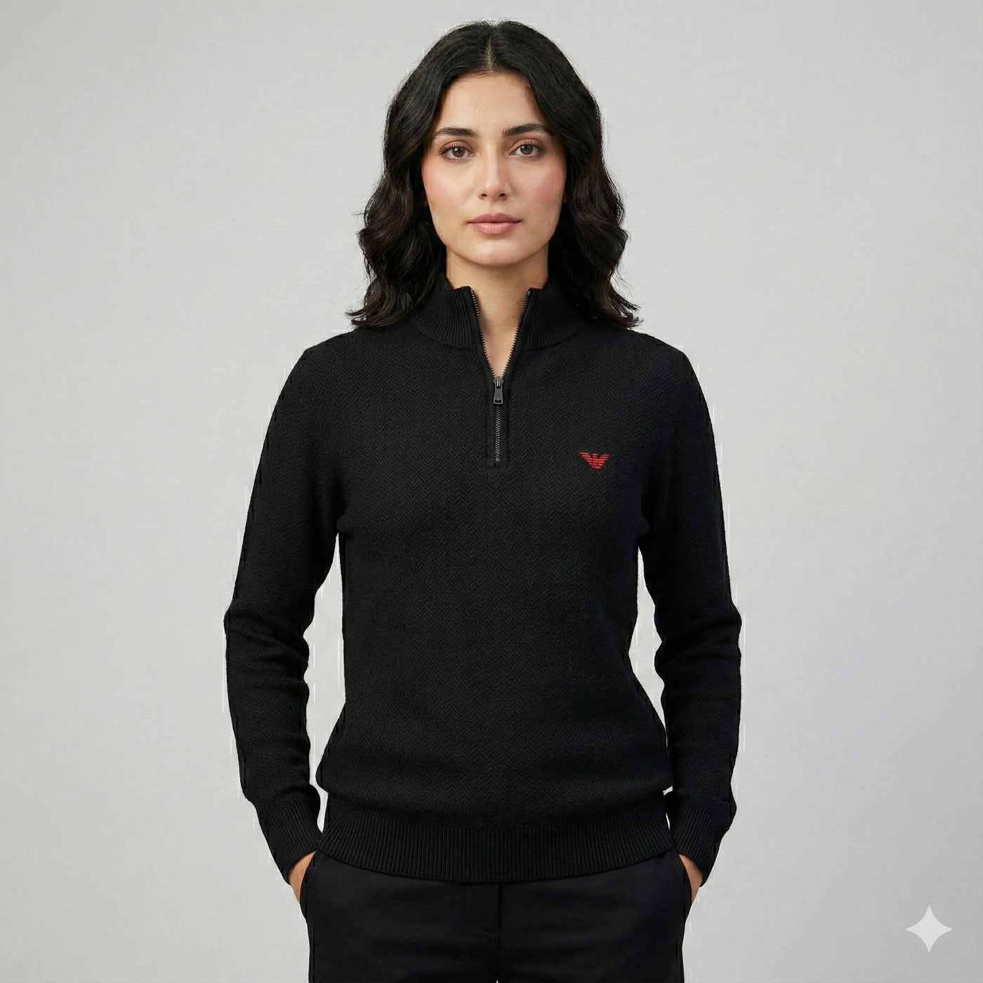 Armani Knitted Mock Neck - Black