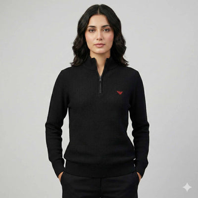 Armani Knitted Mock Neck - Black