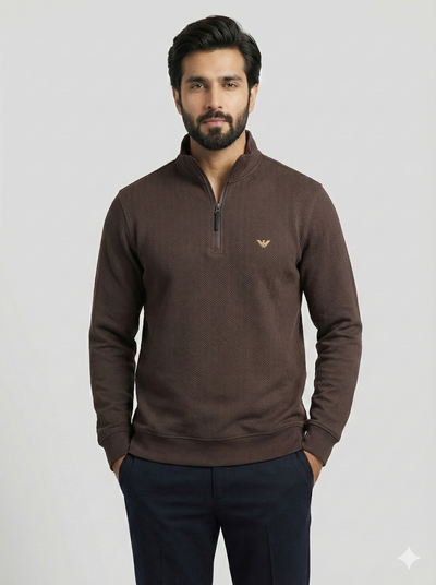 Armani Knitted Mock Neck - Dark Brown