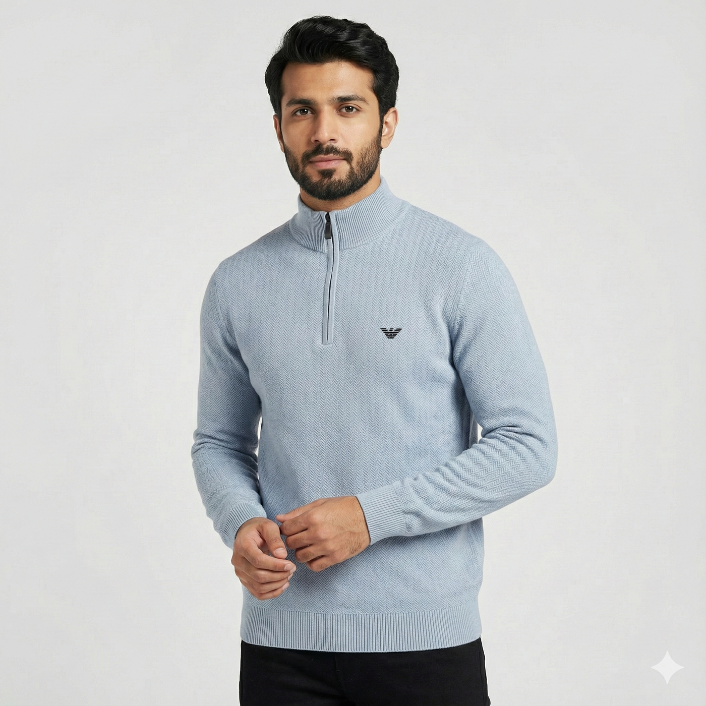 Armani Knitted Mock Neck - Cool Gray