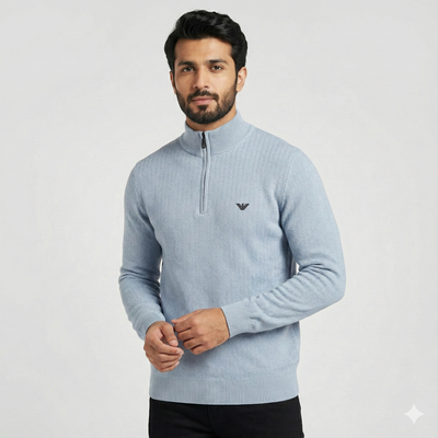 Armani Knitted Mock Neck - Cool Gray