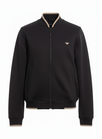 Armani  Cotton Fleece Bomber Jacket - Black