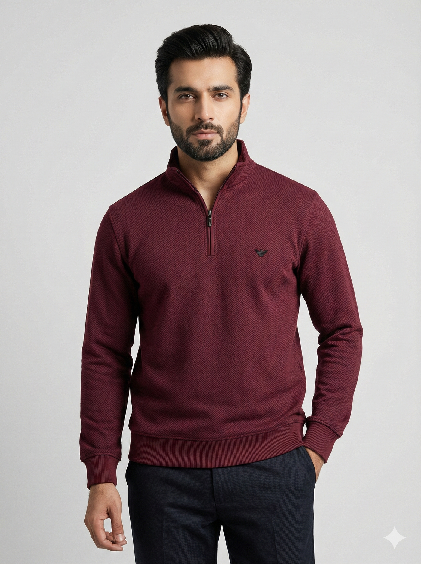 Armani Knitted Mock Neck - Red Wine