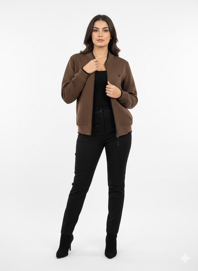 Armani Cotton Fleece Bomber Jacket - Brown