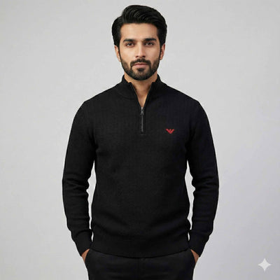 Armani Knitted Mock Neck - Black