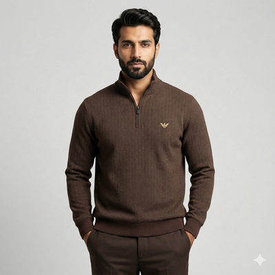 Armani Knitted Mock Neck - Chocolate Brown