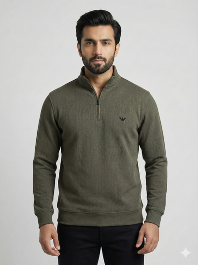 Armani Knitted Mock Neck - Olive green