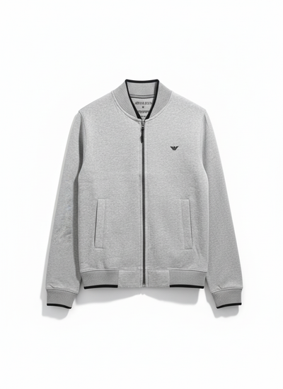 Armani Cotton Fleece Bomber Jacket - light gray