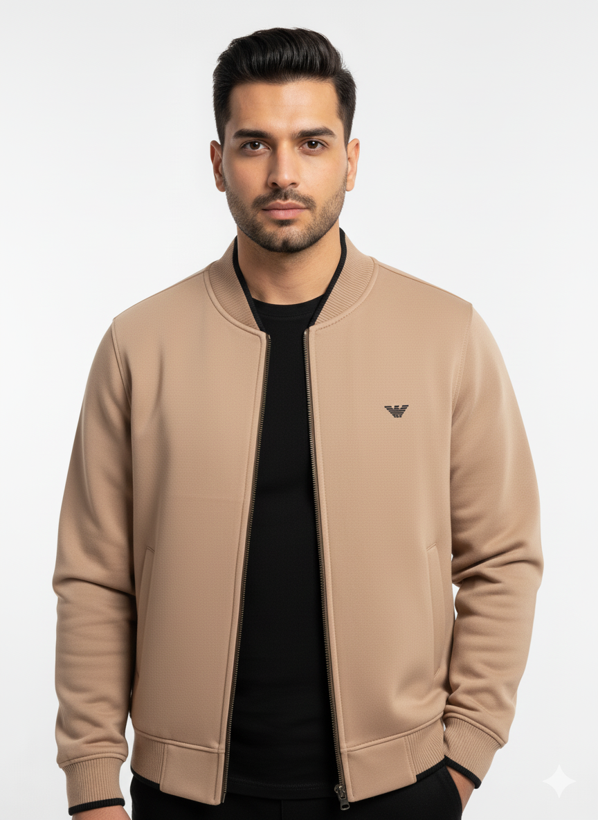 Armani Cotton Fleece Bomber Jacket - Skin