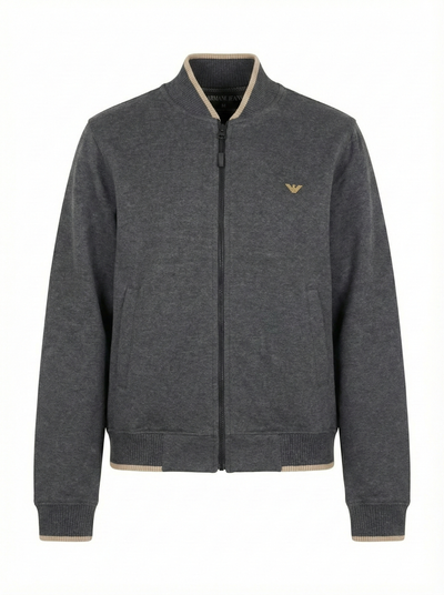 Armani Cotton Fleece Bomber Jacket - Dark Gray