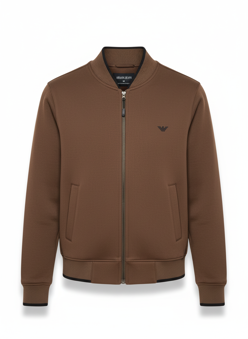 Armani Cotton Fleece Bomber Jacket - Brown
