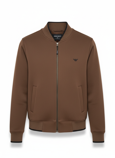 Armani Cotton Fleece Bomber Jacket - Brown