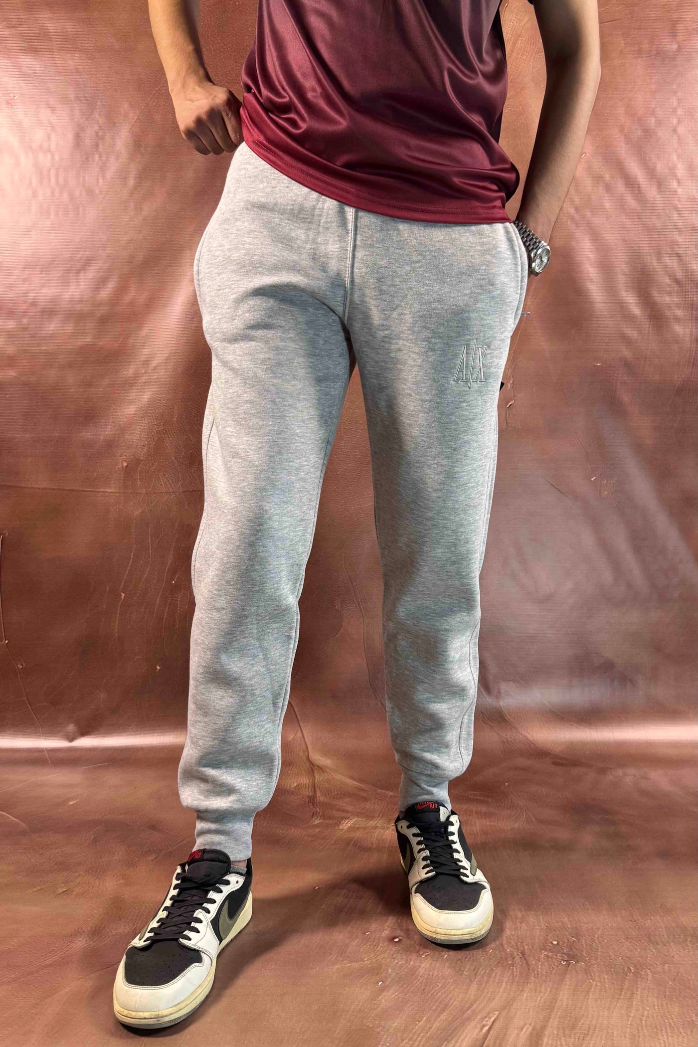 Emporio Armani  Fleece Trousers -  Regular Fit - Light Gray