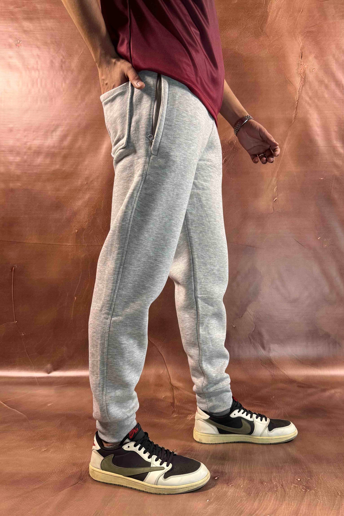 Emporio Armani  Fleece Trousers -  Regular Fit - Light Gray