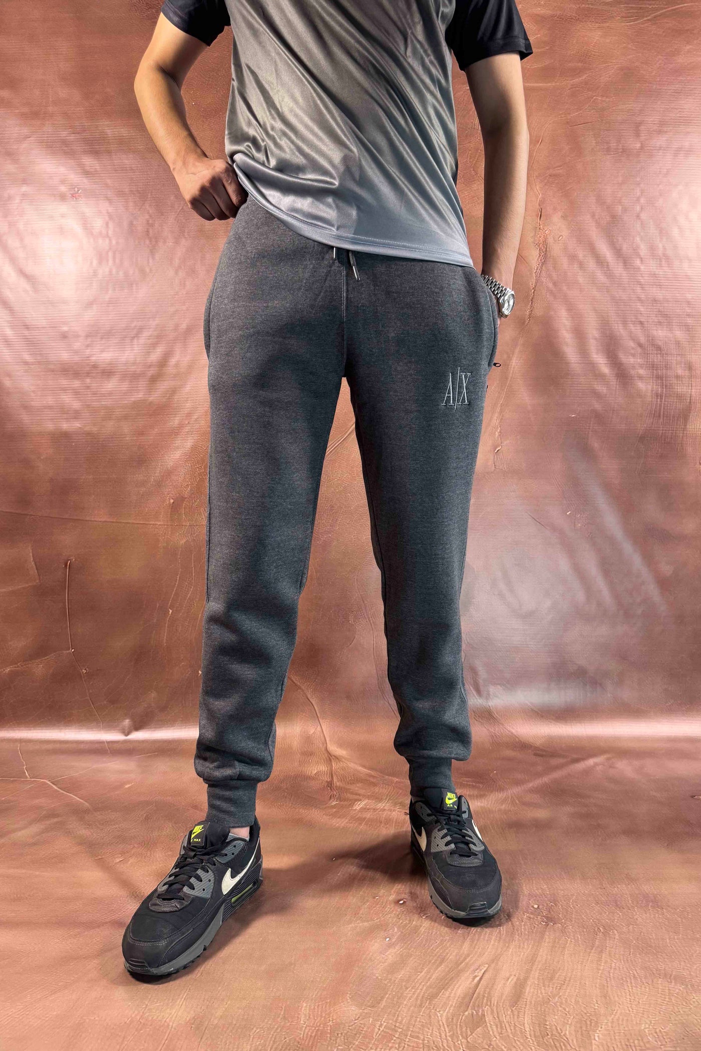 Emporio Armani Fleece Trousers - Regular Fit - Dark Gray
