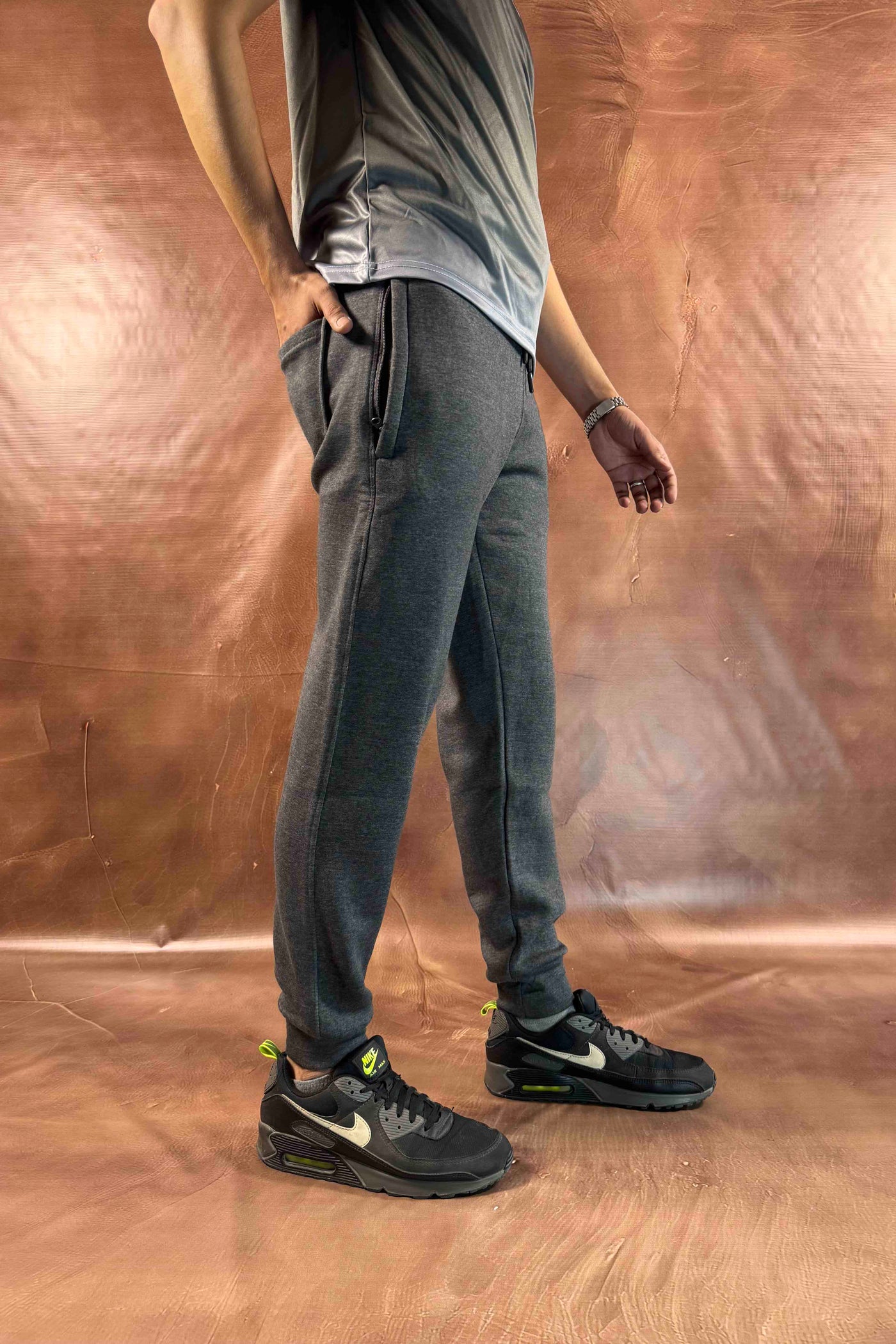 Emporio Armani Fleece Trousers - Regular Fit - Dark Gray