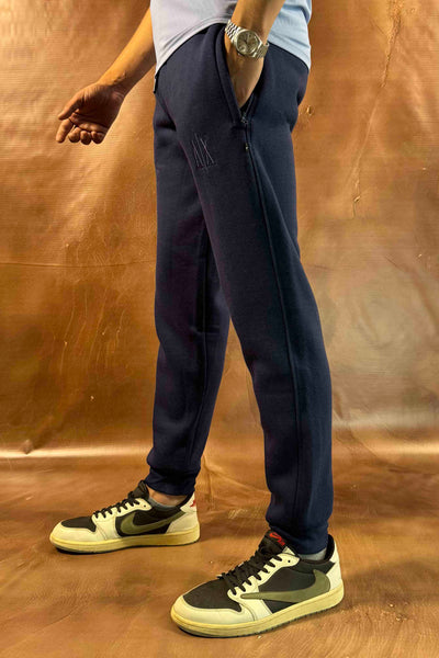 Emporio Armani Fleece Trousers -  Regular Fit - Navy Blue
