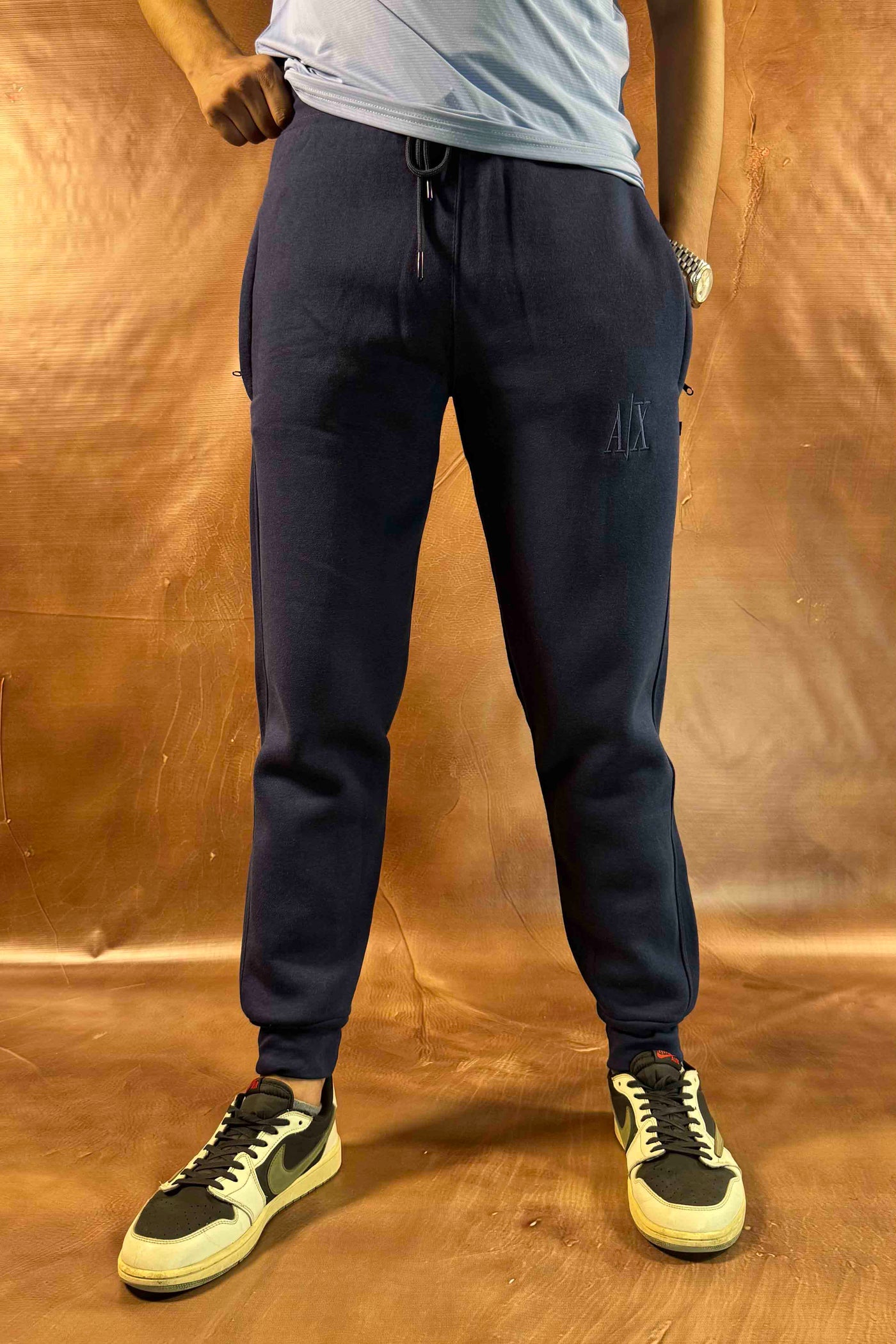 Emporio Armani Fleece Trousers -  Regular Fit - Navy Blue