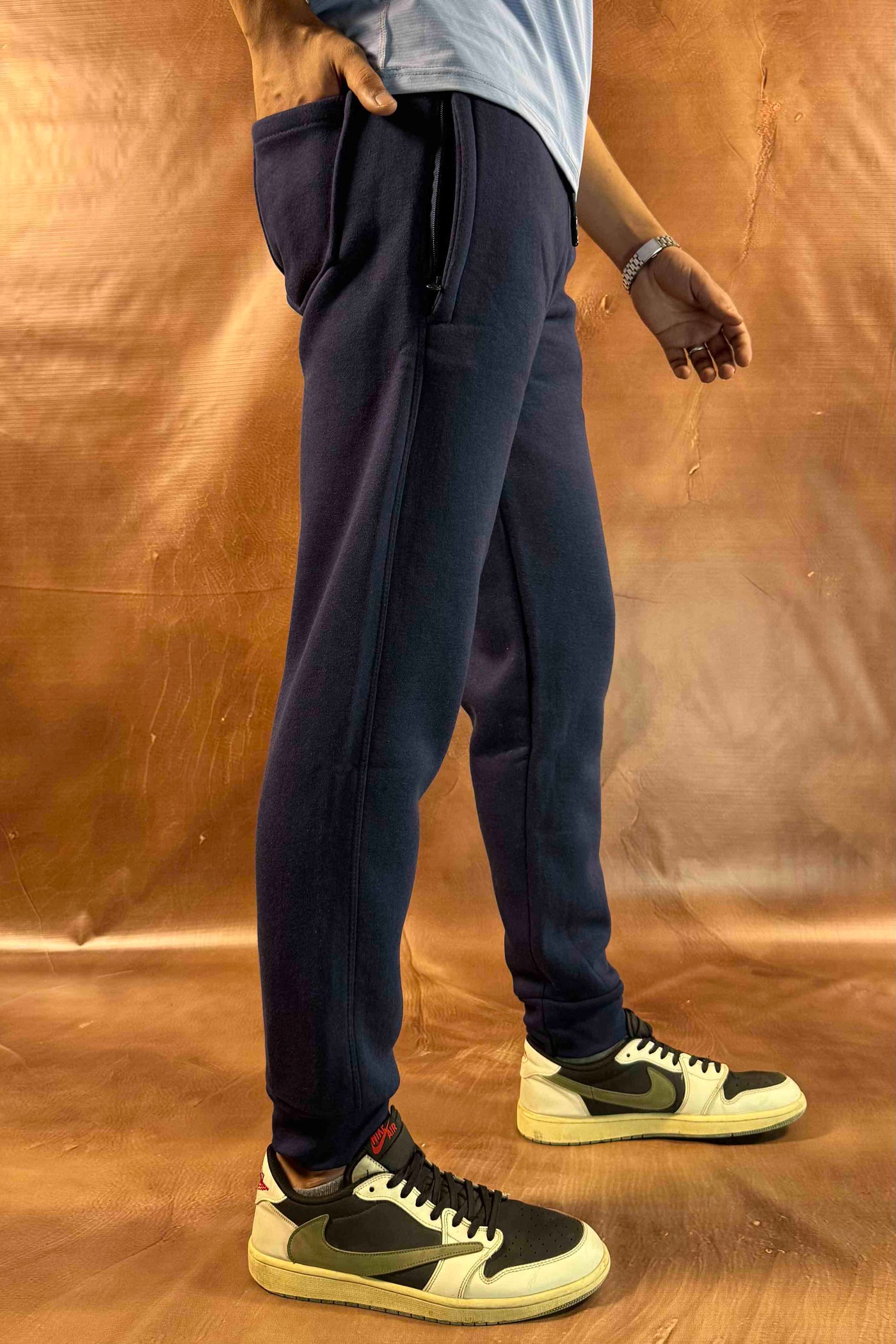 Emporio Armani Fleece Trousers -  Regular Fit - Navy Blue