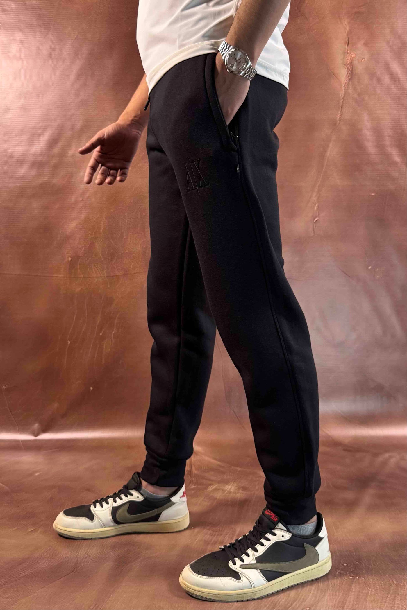 Emporio Armani Fleece Trousers -  Regular Fit - Black