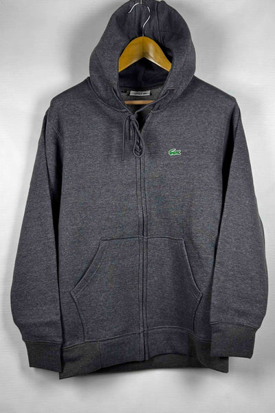 Lacoste Cotton Fleece Zipper Hoodie - Dark Gray