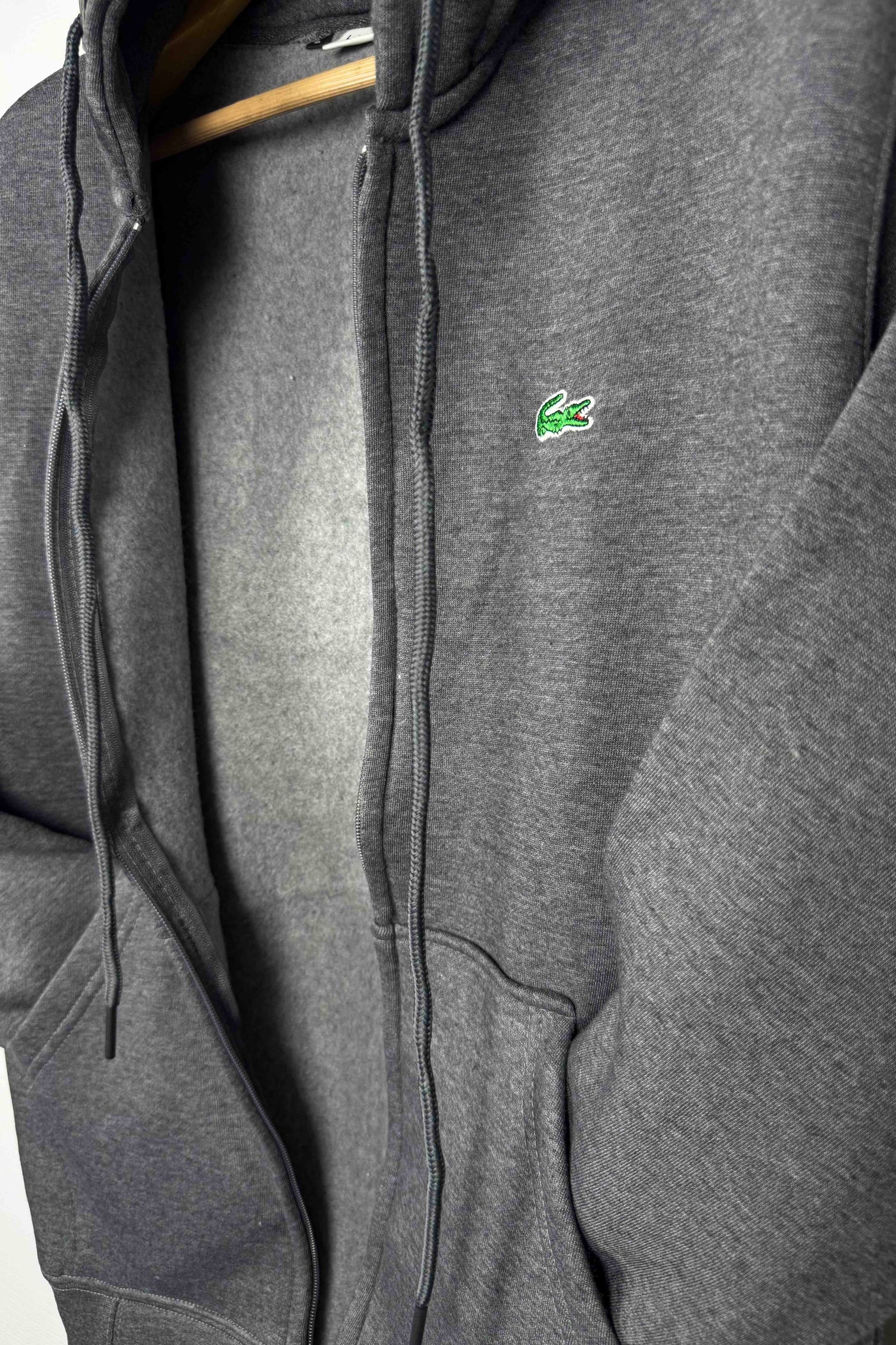 Lacoste Cotton Fleece Zipper Hoodie - Dark Gray