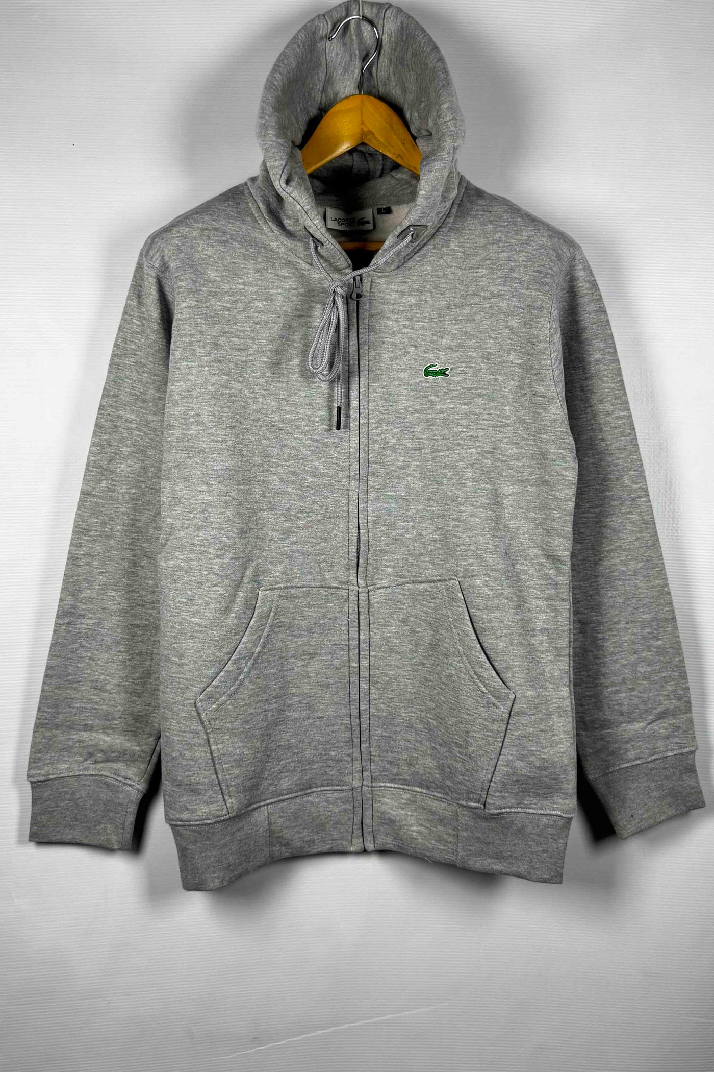 Lacoste Cotton Fleece Zipper Hoodie - Light Gray