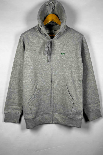 Lacoste Cotton Fleece Zipper Hoodie - Light Gray
